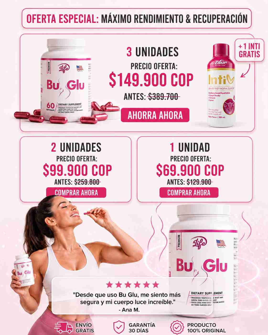 Bu-Glu refuerza Busto y Glúteo